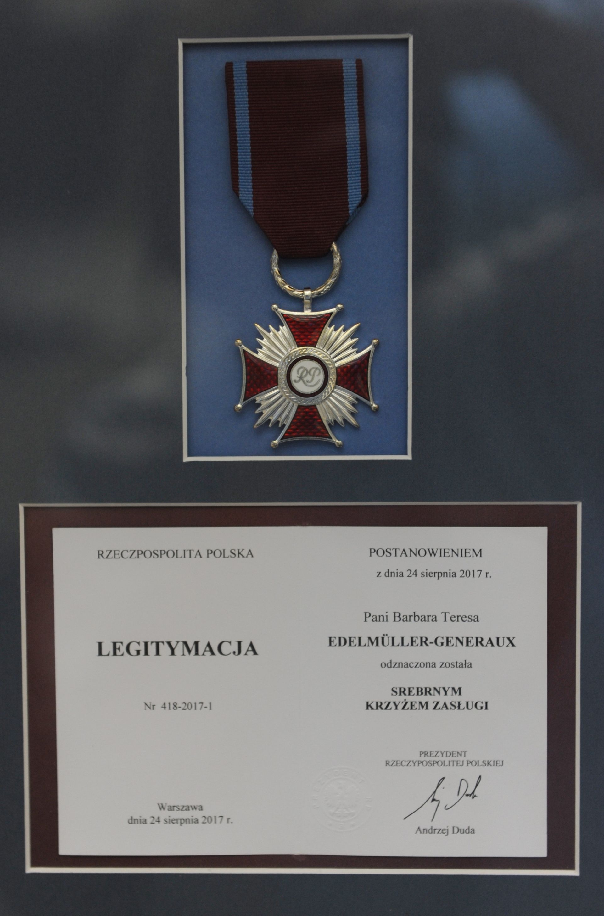 Nagroda Srebrny Krzyż Zasługi 2017